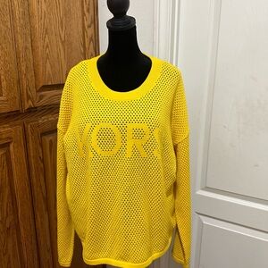 New Michael Kors Vibrant Yellow Mesh womens Pullover XL